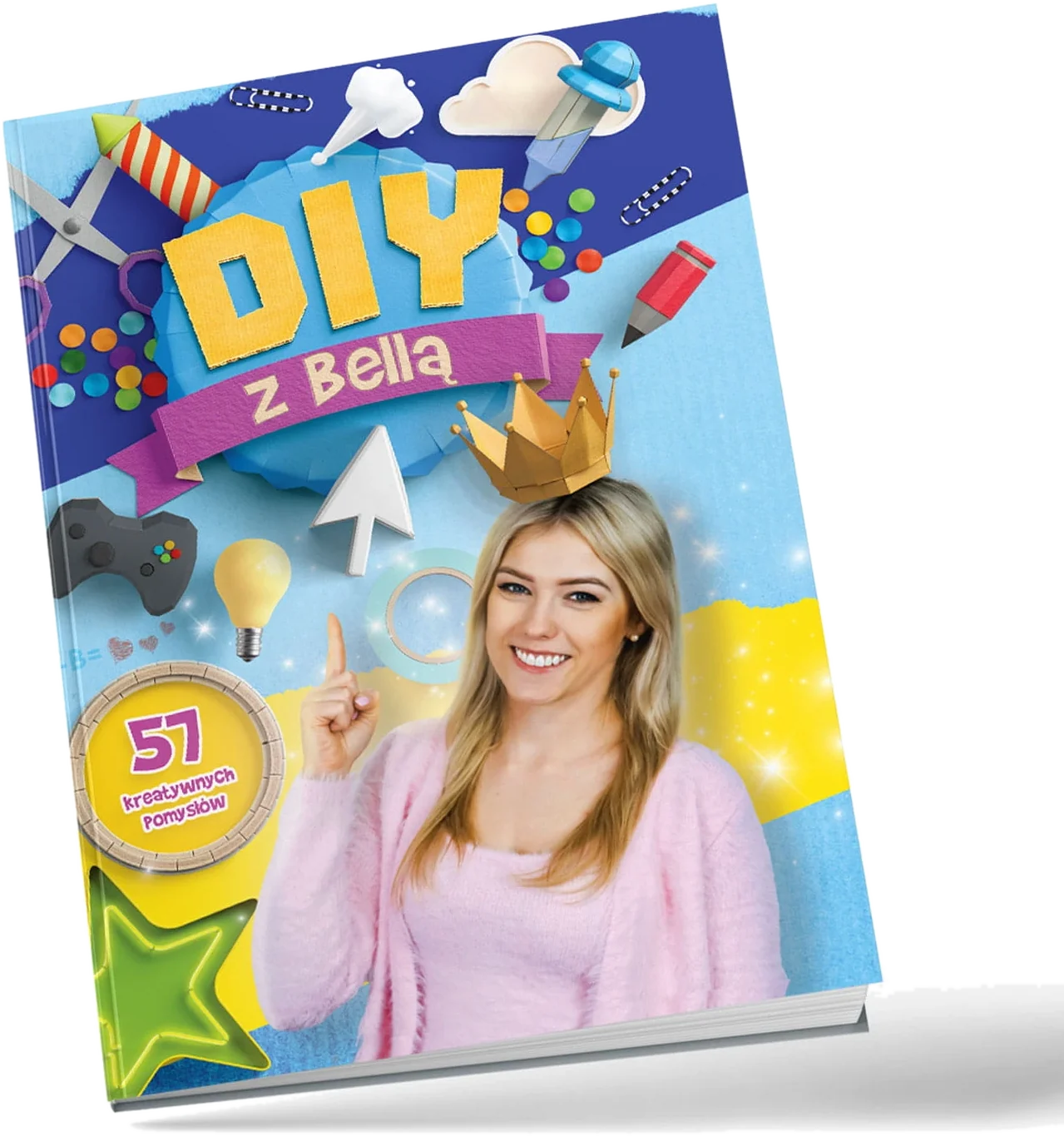 Książka DIY z Bellą, okładka z Bellą i napisem 57 kreatywnych pomysłów